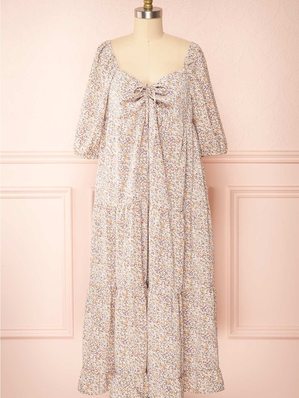 Boutique 1861 Leigh | Floral Tiered Midi Dress w/ Puffy Sleeves